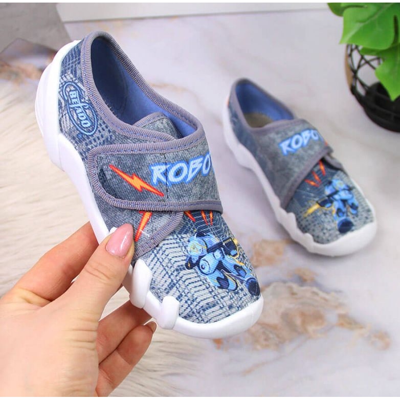 Grå kardborre grå tofflor för dagis Jr. Befado 1