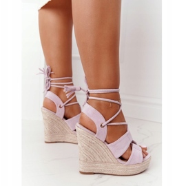 MSMG Tied Wedge Sandals Violet Mallorca purpur 1