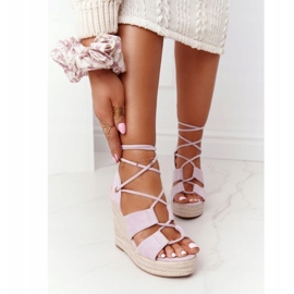 MSMG Tied Wedge Sandals Violet Mallorca purpur 2