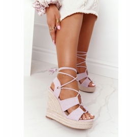 MSMG Tied Wedge Sandals Violet Mallorca violett 3