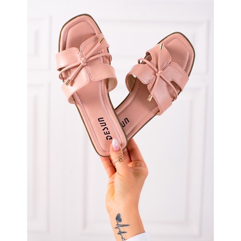 SHELOVET Tofflor med dekorativt bindning rosa 1