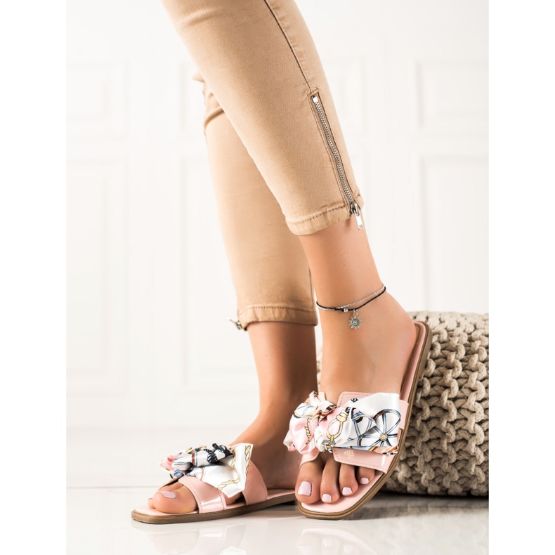 SHELOVET Tofflor Med En Dekorativ Rosett rosa 2