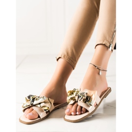 SHELOVET Tofflor Med En Dekorativ Rosett beige 1