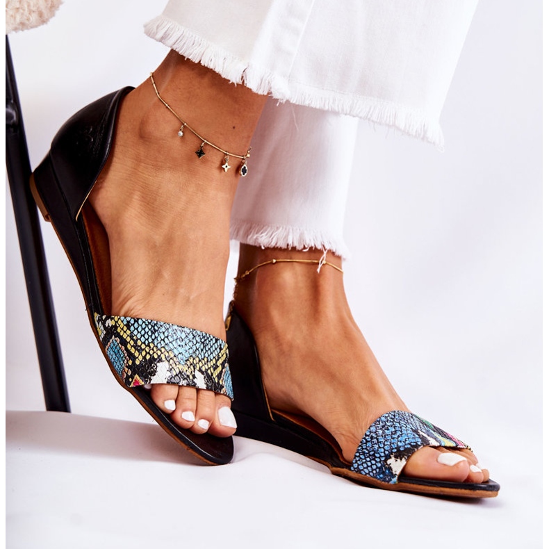 Läder Maciejka 1971-63 Svarta sandaler mångfärgad 1