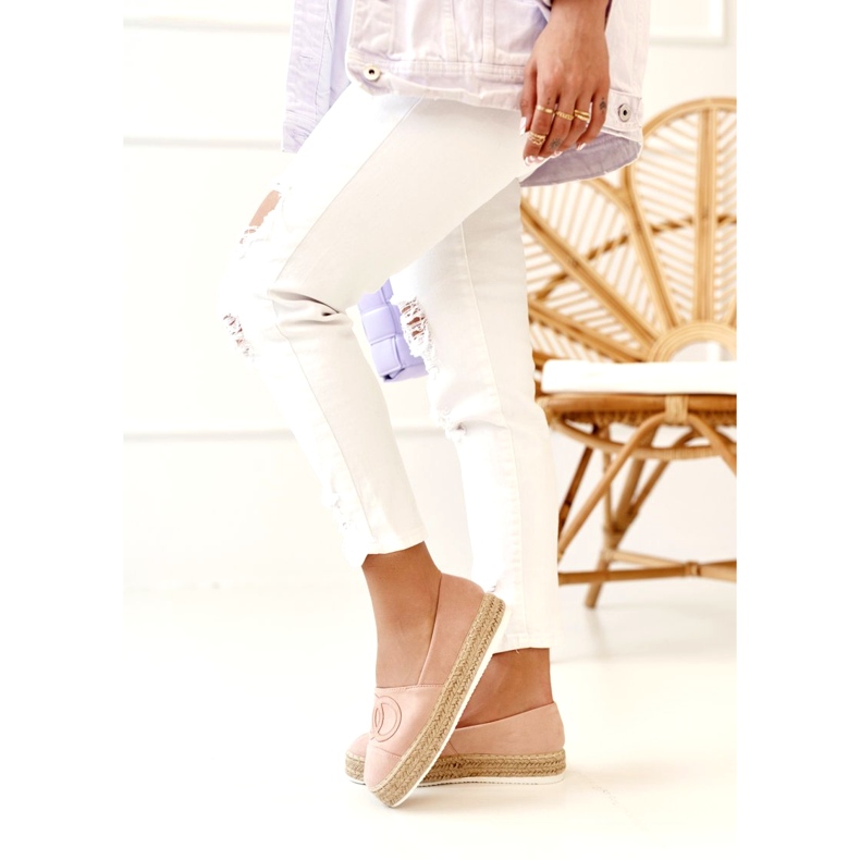 PS1 Kvinnors Espadriller på en halmplattform Rosa Febi 2