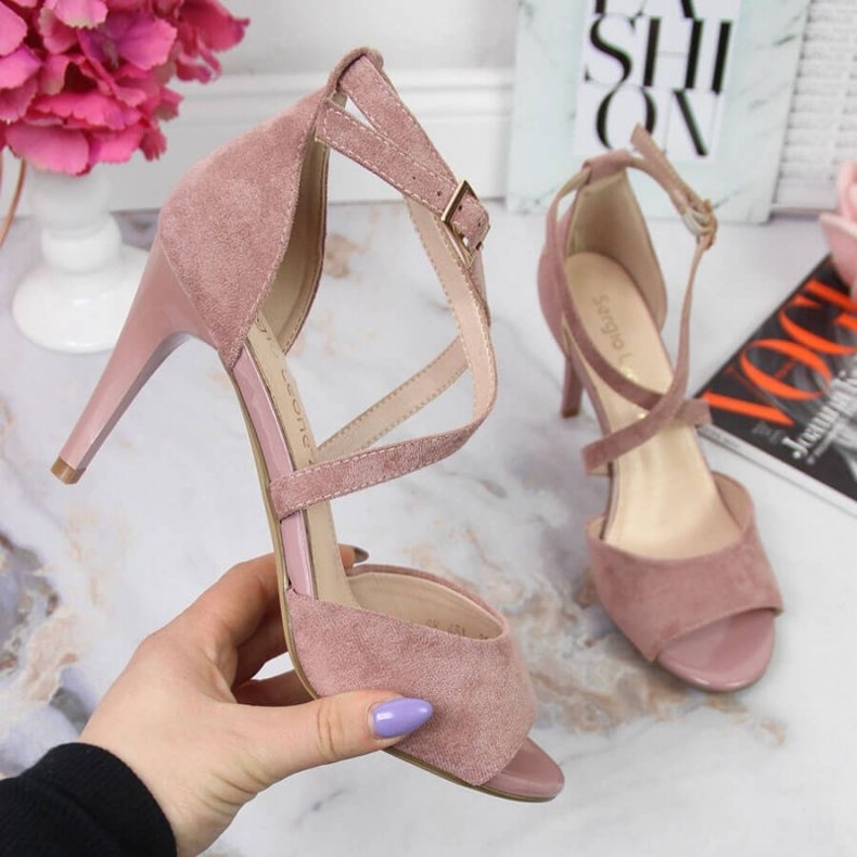 Rosa sandaler på hög klack W Sergio Leone 1