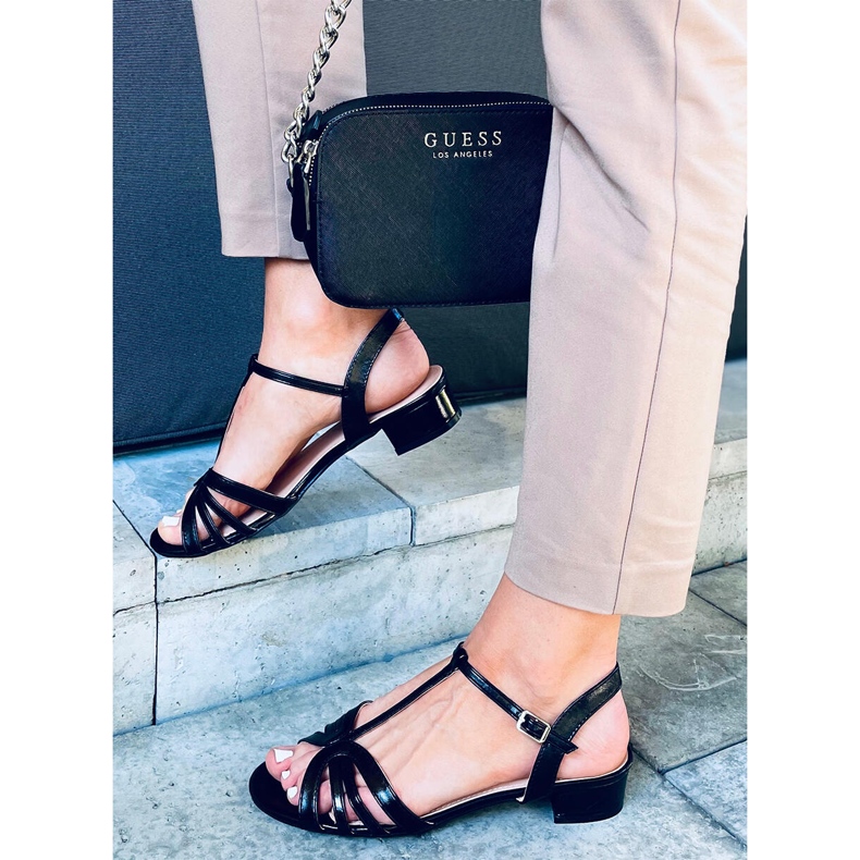 Sparkle Black sandaler med låg klack svart 2