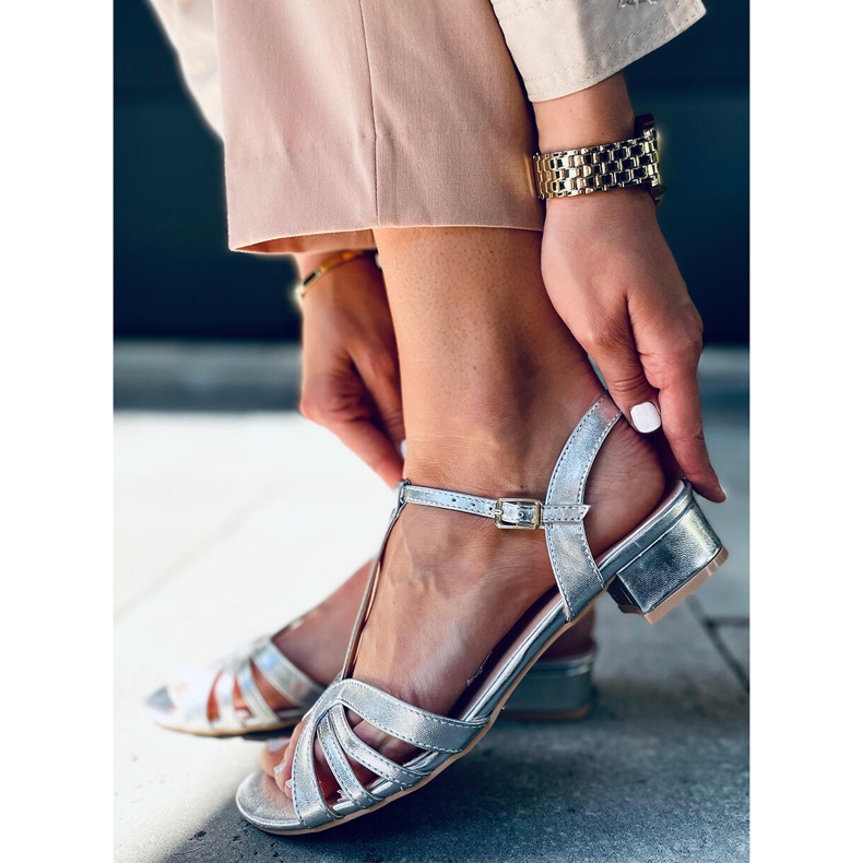 Sparkle Silver sandaler med låg klack 2