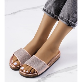 Jorja rosa tofflor på korksula 1