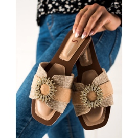 Seastar Tofflor Med En Cubic Zirconia Dekoration beige 2