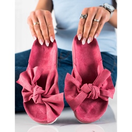 SHELOVET Fashionabla tofflor med rosett rosa 1