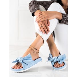 SHELOVET Fashionabla tofflor med rosett blå 1