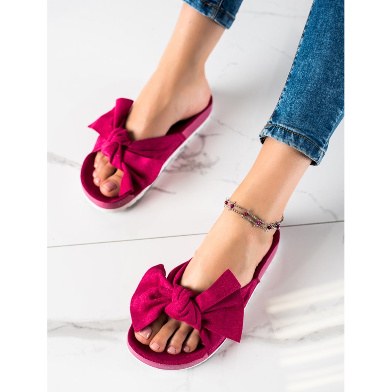 SHELOVET Trendiga tofflor med rosett rosa 1