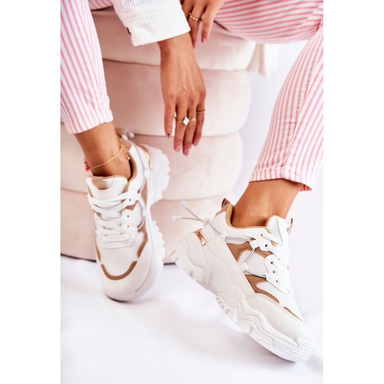 PM2 Fashionabla textilsportskor Beige och vit Amariso 1