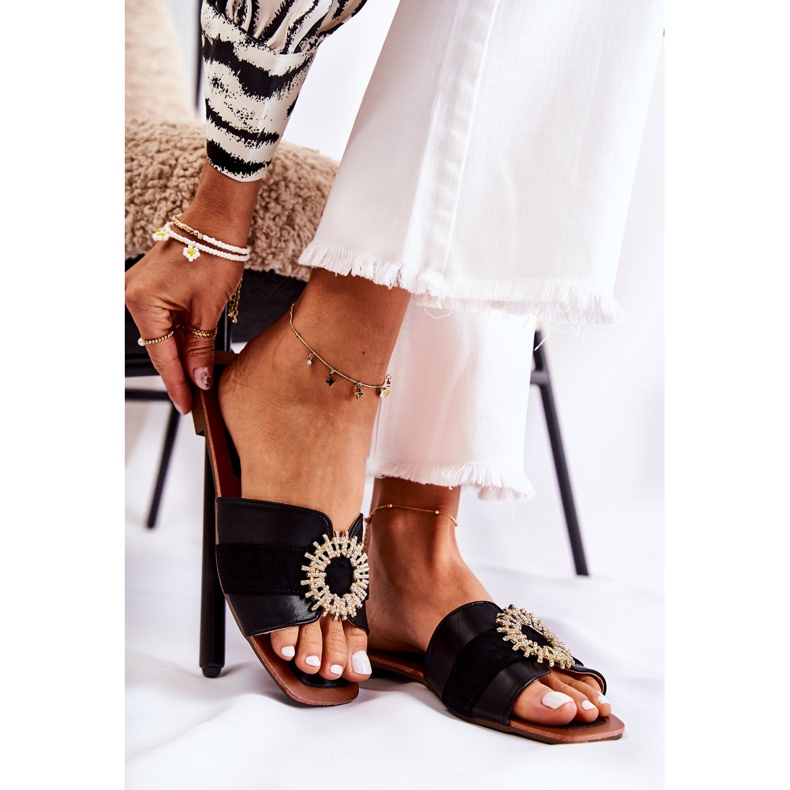 PS1 Bekväma damtofflor med svart Ginera-prydnad 1