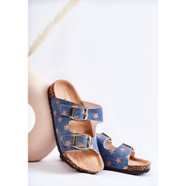 Vinceza Bekväma barns blå Ander tofflor beige 2