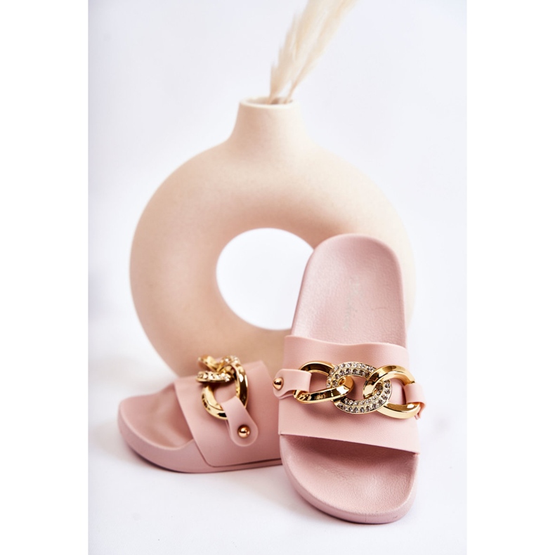 FK1 Barns gummitofflor med en dekorativ kedja Rosa Suzie 2