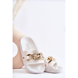 FK1 Gummitofflor för barn med en dekorativ kedja Vit Suzie 1