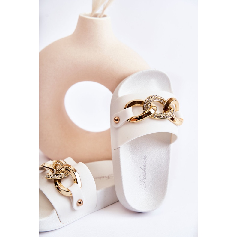 FK1 Gummitofflor för barn med en dekorativ kedja Vit Suzie 2