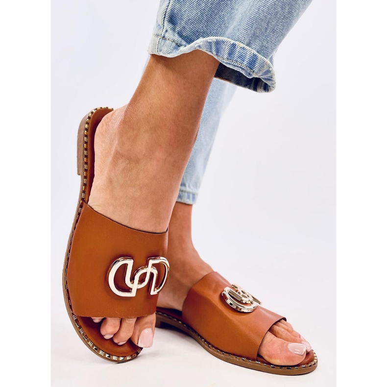 Larisa Camel damtofflor brun 2