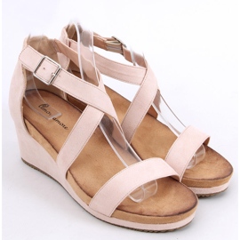 Ashlyn Nude sandaler med kil beige rosa 1