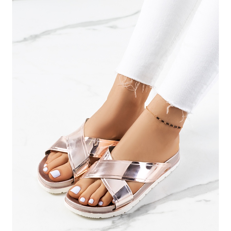 Nicolay tofflor i guld för kvinnor rosa gyllene 1