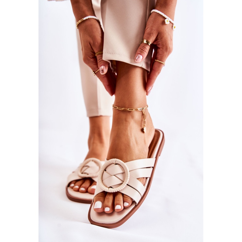 FE1 Fashionabla beige Sansa-tofflor för kvinnor 1
