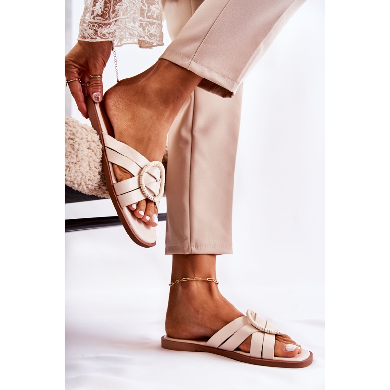 FE1 Fashionabla beige Sansa-tofflor för kvinnor 2