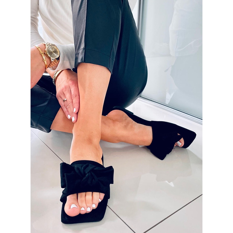 Nisha Black Square Sole Slides svart 1