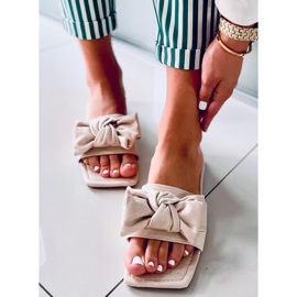 Nisha Beige fyrkantig sula slides 1