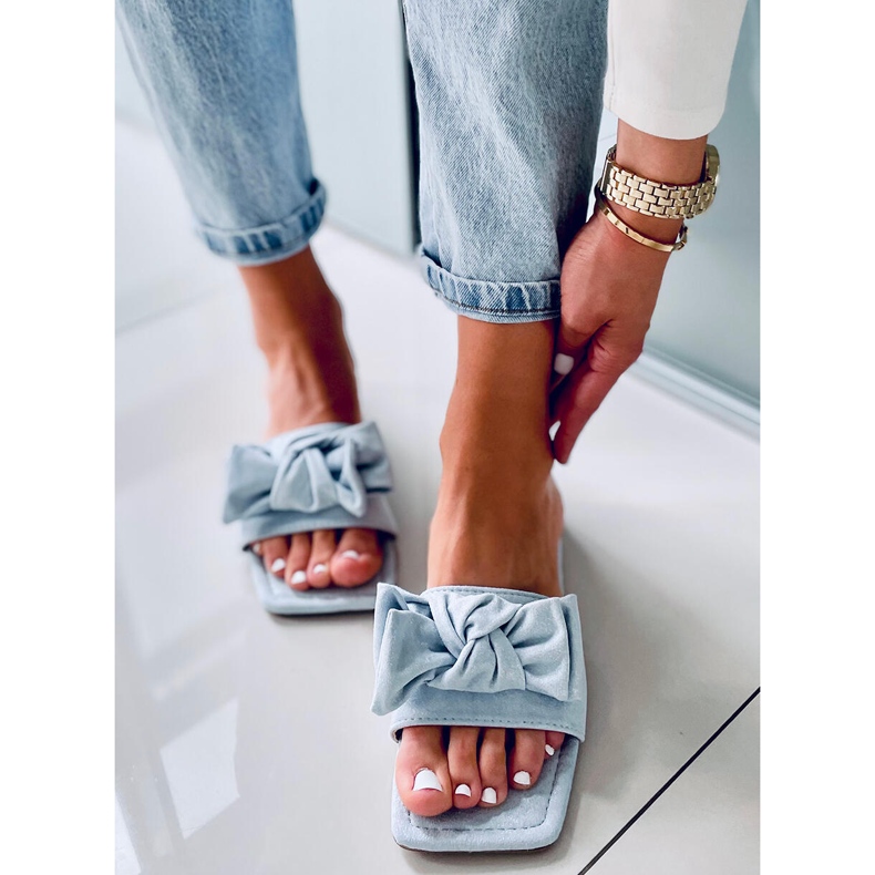 Nisha Blue Square Sole Slides blå 1