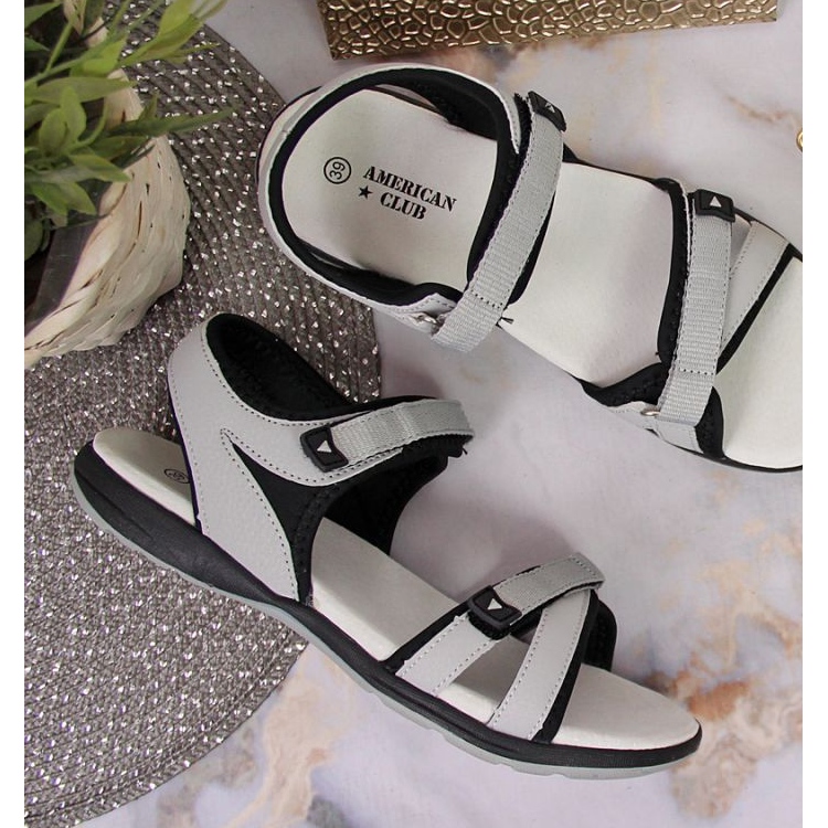 Grå kardborresportsandaler W American Club svart 2