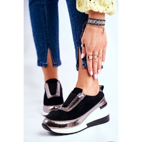 S.Barski Kvinnors sportskor Sneakers Svart läder Wilimont 2