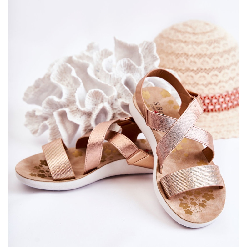 S.Barski Barnsandaler med kardborre Rosa Guld Alise gyllene gyllene 2