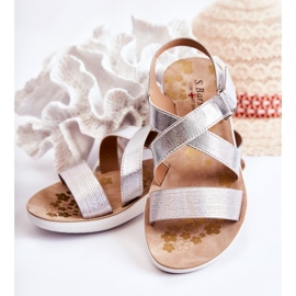 S.Barski Barnsandaler med kardborreband Silver Alise 2