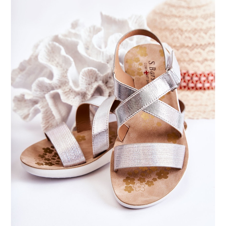 S.Barski Barnsandaler med kardborreband Silver Alise 2