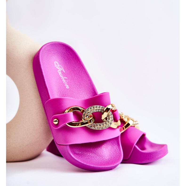 FK1 Gummitofflor för barn med en dekorativ kedja Fuchsia Suzie rosa 1