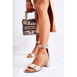 Läder högklackade sandaler Maciejka 04141-42 Gyllene 1