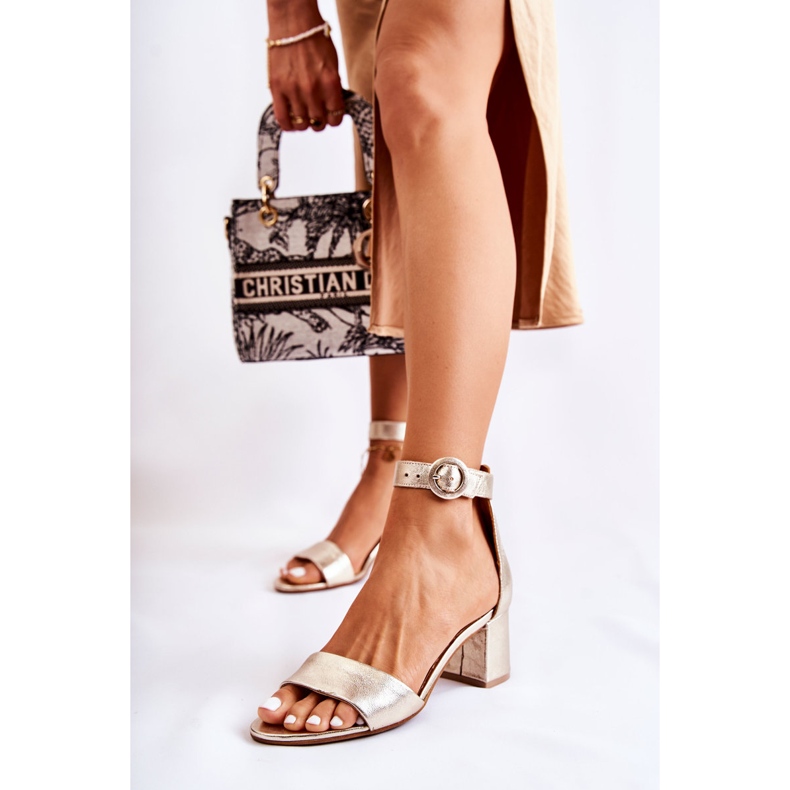 Läder högklackade sandaler Maciejka 04141-42 Gyllene 1