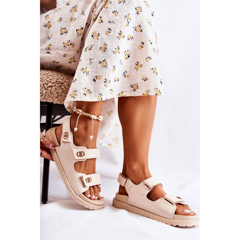 S.Barski Lädersandaler för kvinnor med beige Halis-dekoration 2