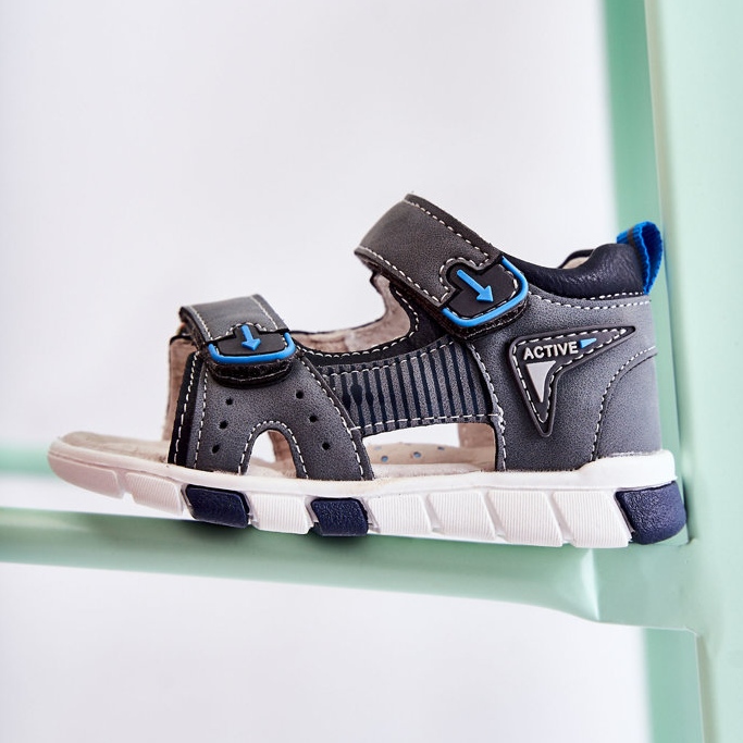 PE1 Bekväma barnsandaler Mörkgrå Samell 2