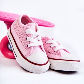 Barns sneakers med spets vit Roly-Poly rosa 1