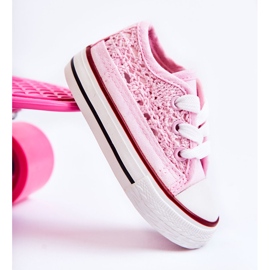 Barns sneakers med spets vit Roly-Poly rosa 2