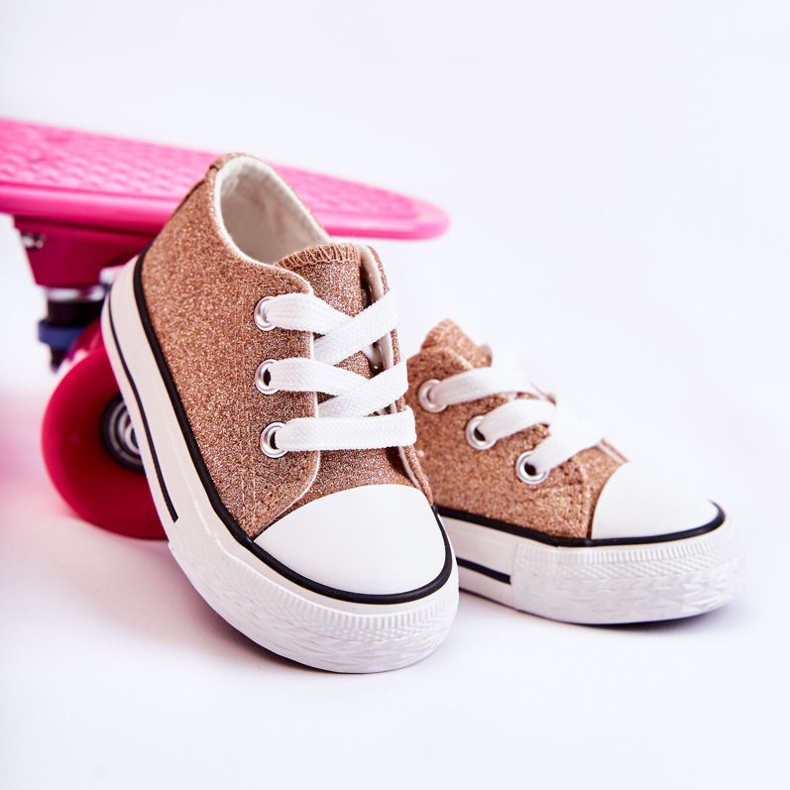 Barnsneakers Knyt Rose Gold Wella gyllene gyllene 1