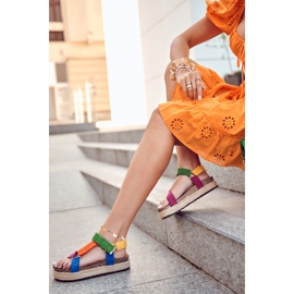 FB1 Damsandaler för sommaren Multicolor Galia blå orange grön gul 1