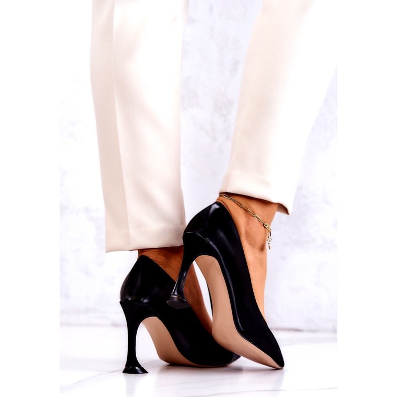 S.Barski Kvinnors pumpar Eco-Leather Black High Heels färglös 3