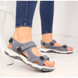 Lädersandaler med kardborreband Rieker W RKR458 blå 2