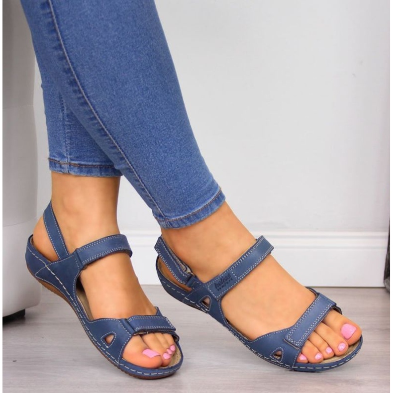 Bekväma sandaler Helios W H205A marinblå 2