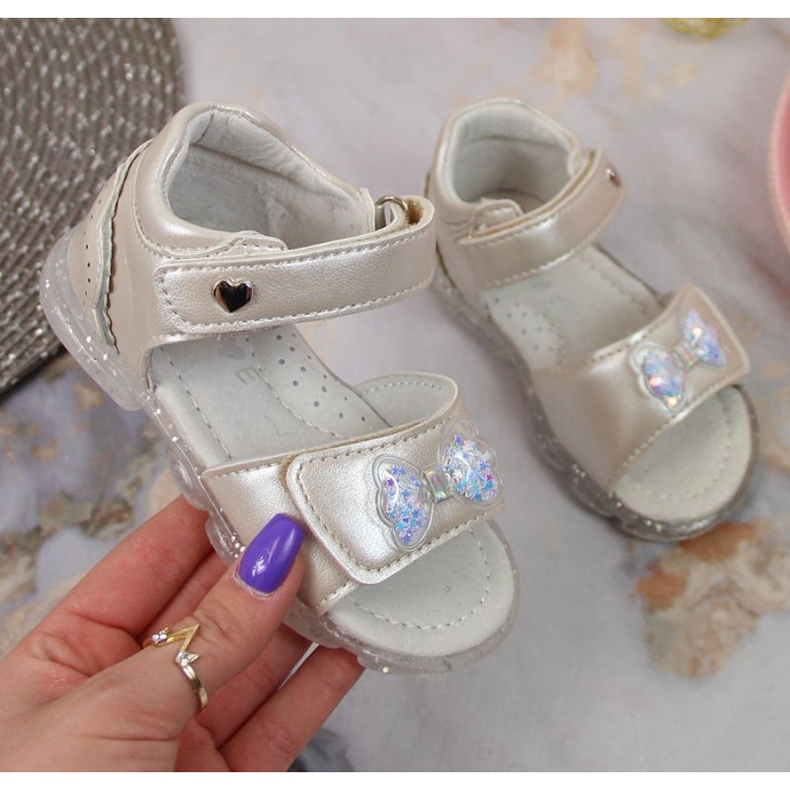 Miss❤E Kardborresandaler med rosett Miss Jr EU650A silver ['silver'] silver- 1