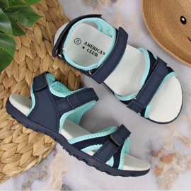 Kardborresandaler American Club Jr AM898B marinblå-mint 2